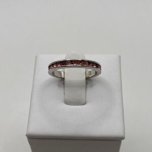 Sterling Silver 925 Channel Set Pink Crystal Eternity Band Ring Size Classic
